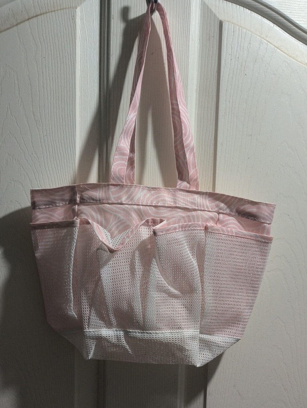 Room Essentials Pink Mesh Tote with Exterior Pockets - Picture 3 of 3